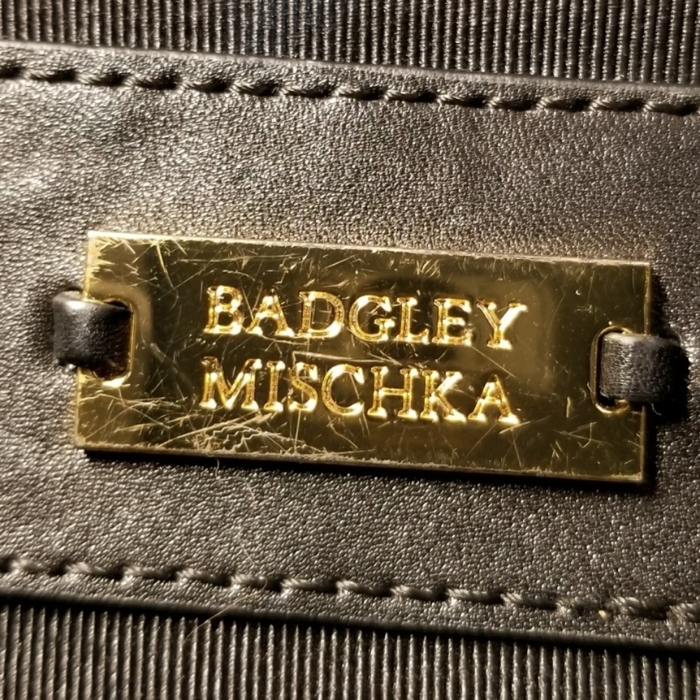 Badgley Mischka Black Leather Handbag - Picture 6 of 8